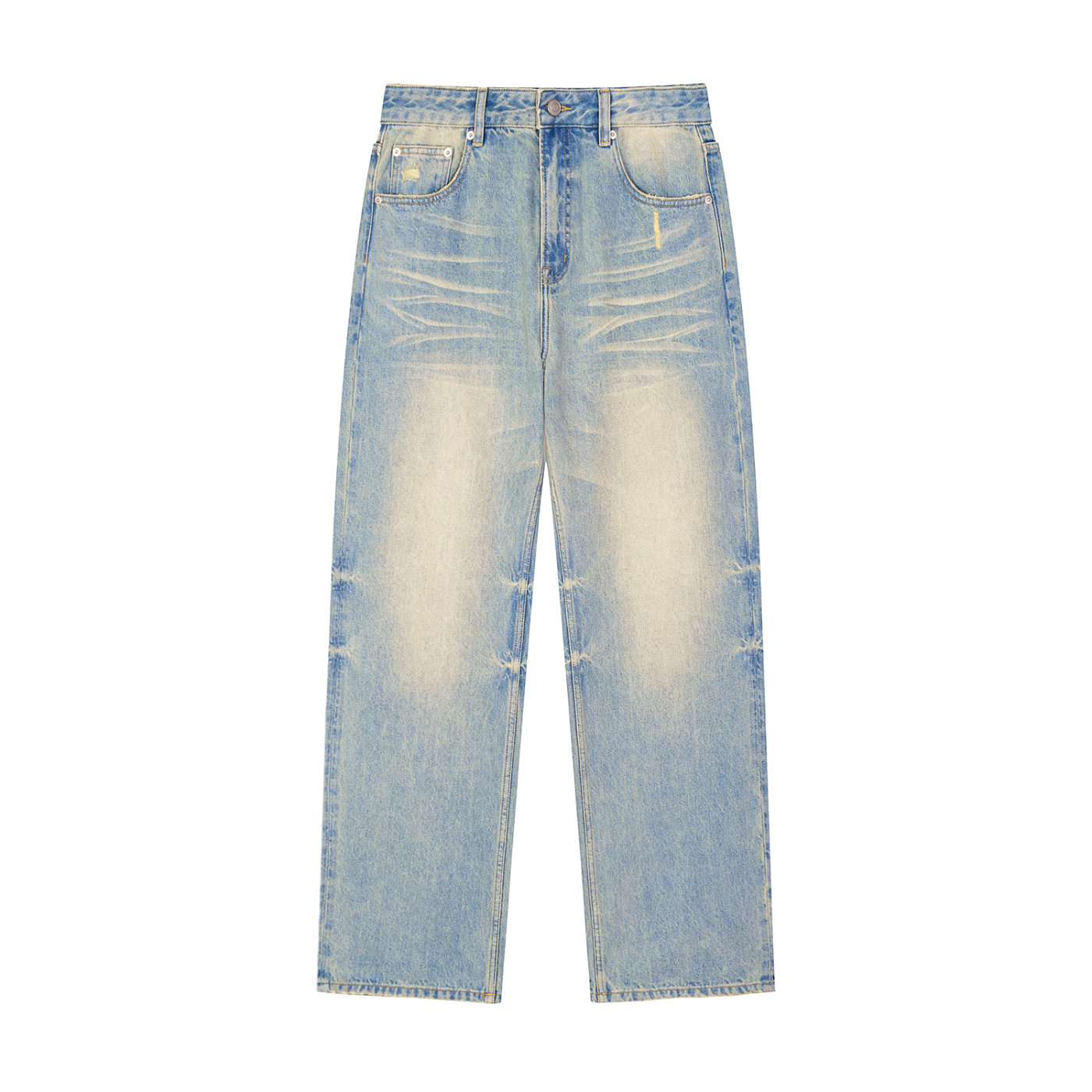 HAND-DISTRESSED VINTAGE WIDE-LEG DENIM