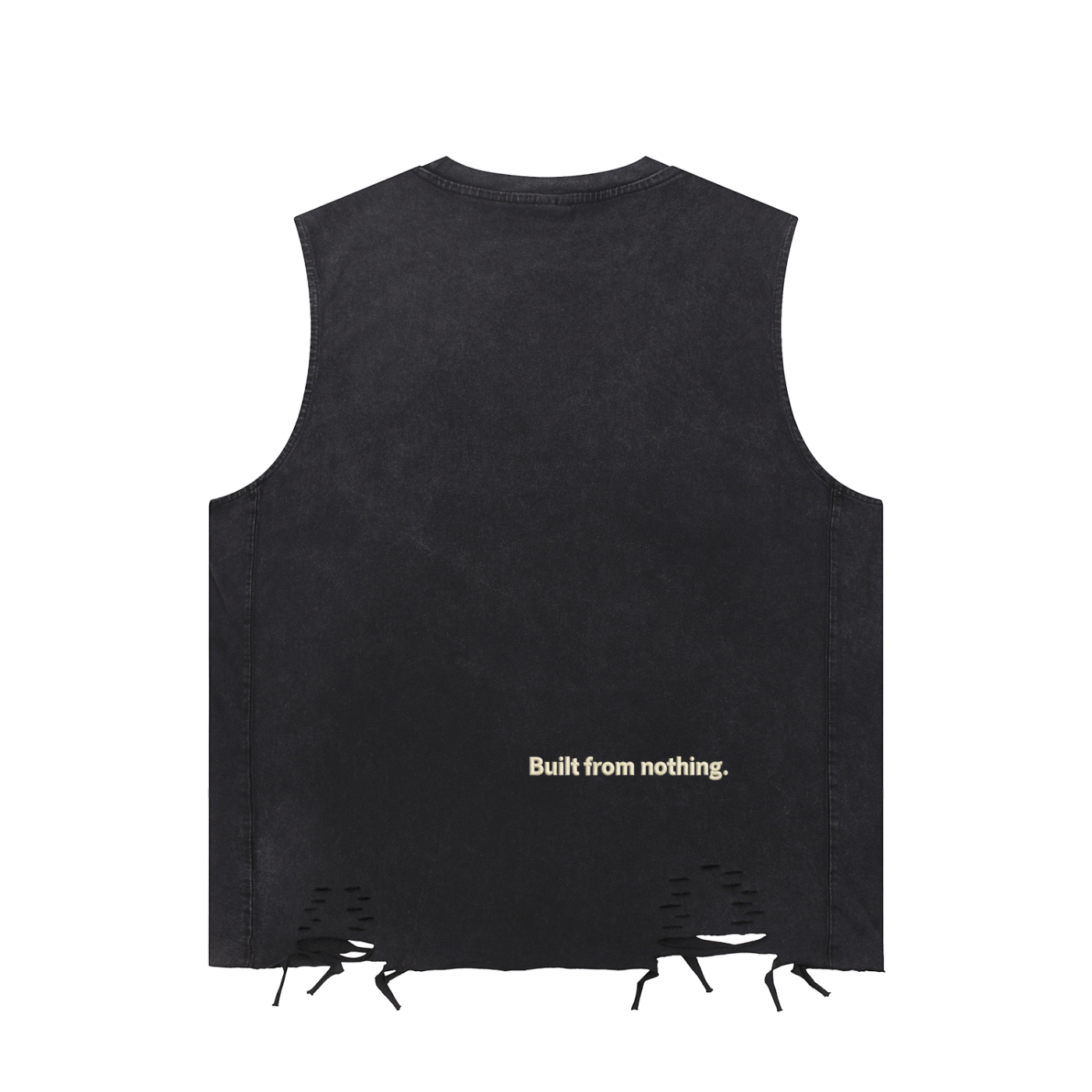 Distressed Sleeveless Cut Tee — Built From Nothing
