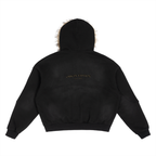 Sun Fade Boxy Detachable Fur Hoodie